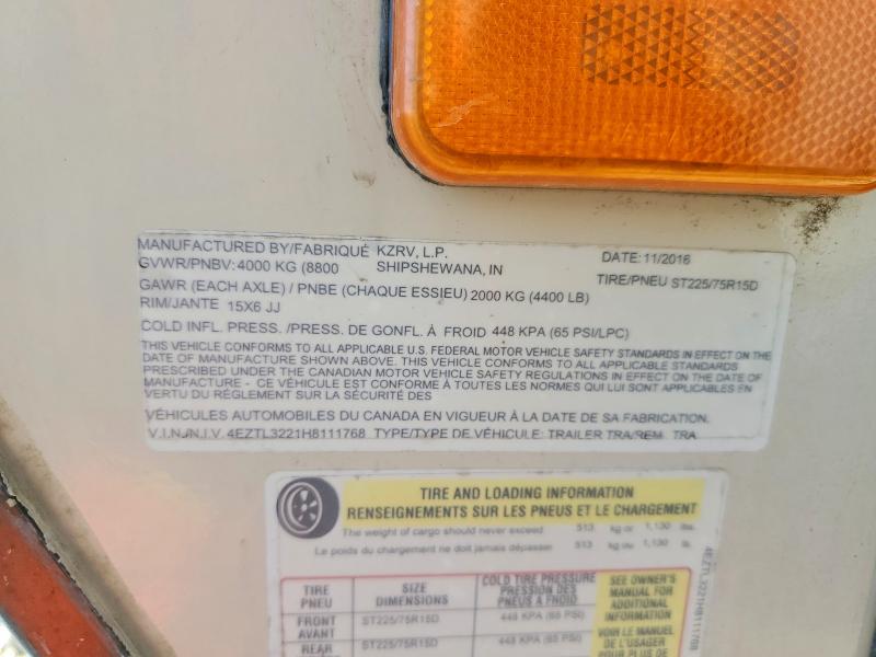 Aukcja sprzedaży 2017 Kz-rv Trailer, vin: 4EZTL3221H8111768, numer aukcji: 41792086