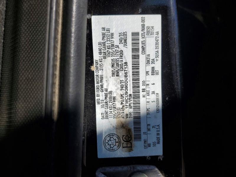 79990475 :رقم المزاد ، 1FMCU9G90DUB67138 vin ، 2013 Ford Escape مزاد بيع