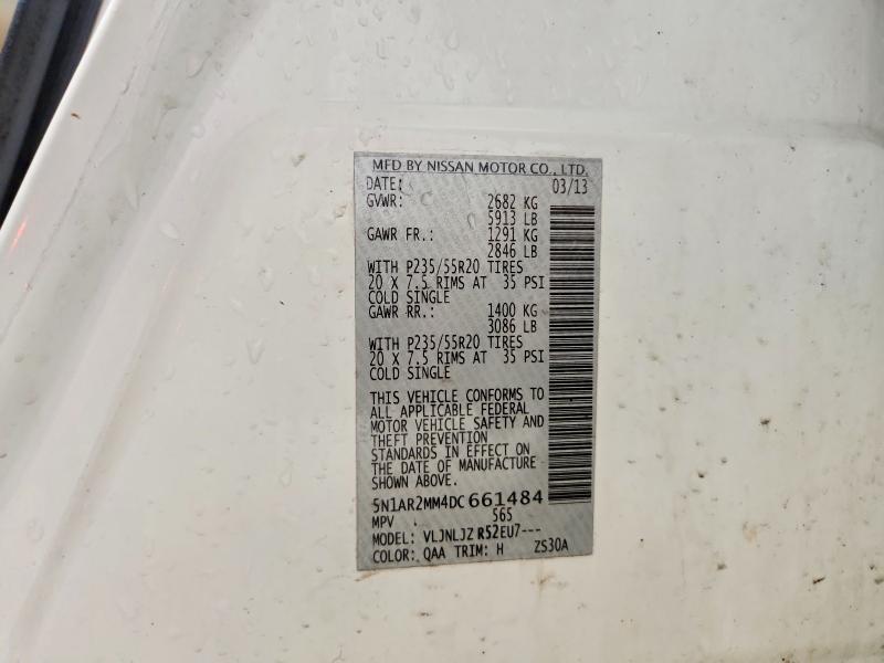 46620096 :رقم المزاد ، 5N1AR2MM4DC661484 vin ، 2013 Nissan Pathfinder مزاد بيع