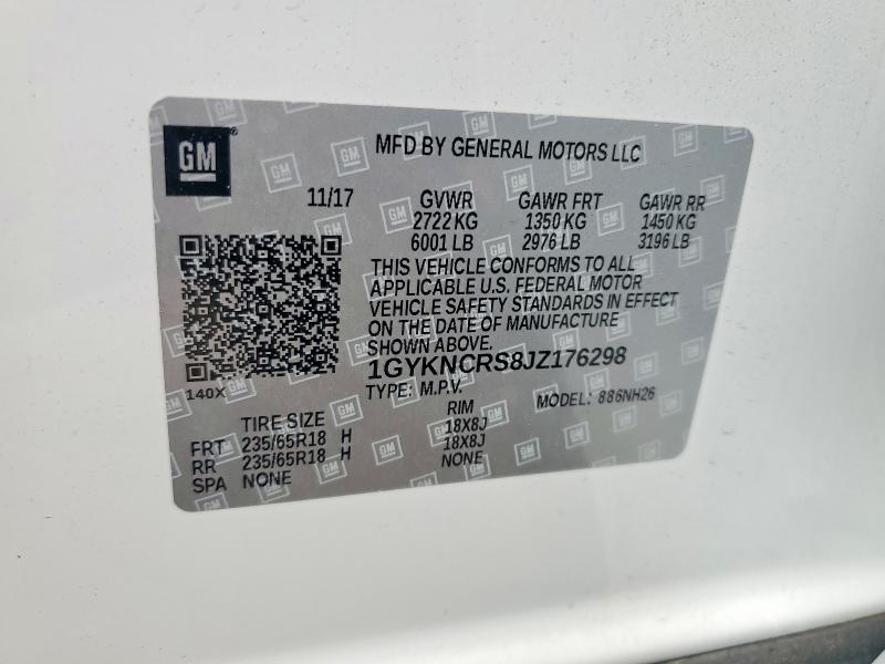 2018 Cadillac Xt5 მანქანა იყიდება აუქციონზე, vin: 1GYKNCRS8JZ176298, აუქციონის ნომერი: 46031716