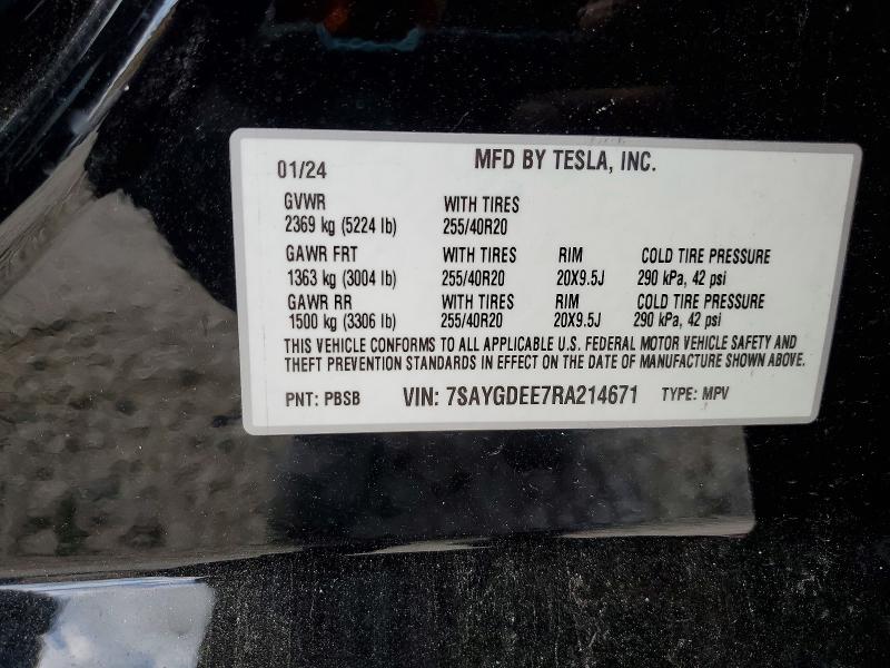 Aukcja sprzedaży 2024 Tesla Model Y, vin: 7SAYGDEE7RA214671, numer aukcji: 46849456