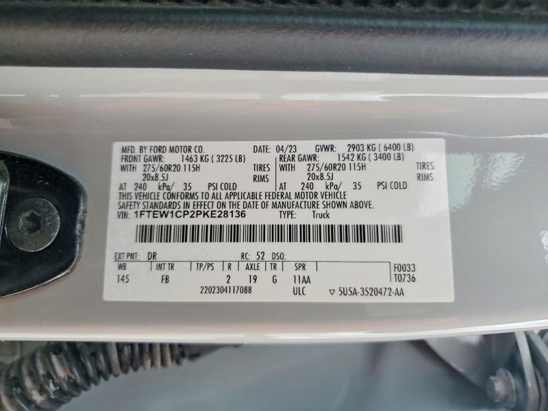 Aukcja sprzedaży 2023 Ford F150, vin: 1FTEW1CP2PKE28136, numer aukcji: 45690516