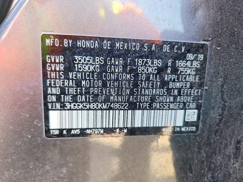Продаж на аукціоні авто 2019 Honda Fit, vin: 3HGGK5H80KM748622, номер лоту: 46040006