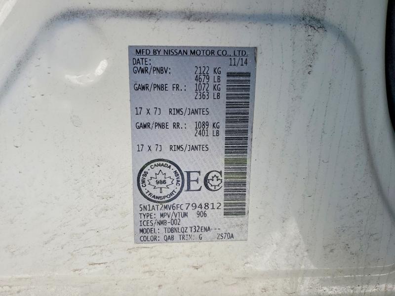 Продаж на аукціоні авто 2015 Nissan Rogue, vin: 5N1AT2MV6FC794812, номер лоту: 75174565