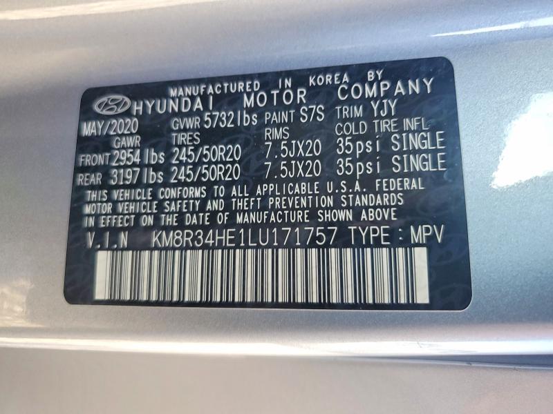 46351016 :رقم المزاد ، KM8R34HE1LU171757 vin ، 2020 Hyundai Palisade مزاد بيع