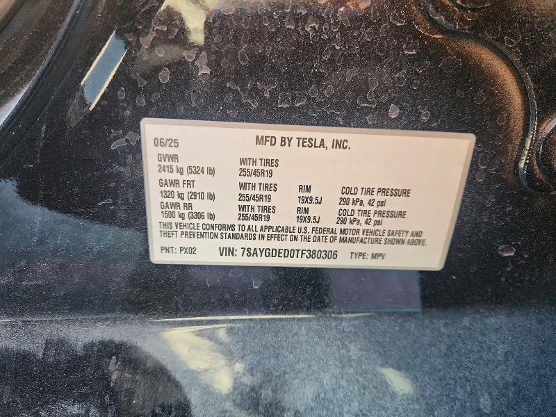 Aukcja sprzedaży 2026 Tesla Model Y, vin: 7SAYGDED0TF380306, numer aukcji: 45888736