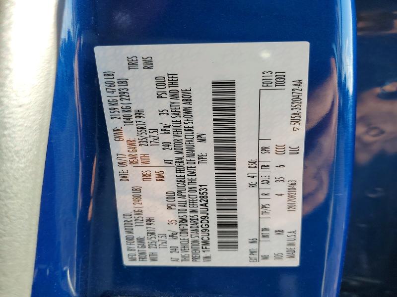 2018 Ford Escape მანქანა იყიდება აუქციონზე, vin: 1FMCU9GD9JUA28531, აუქციონის ნომერი: 47911566