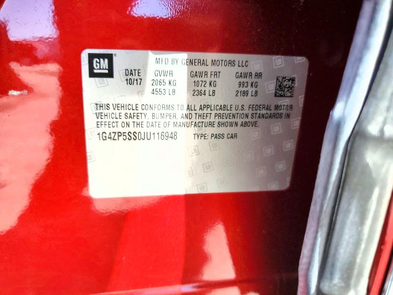 2018 Buick Lacrosse მანქანა იყიდება აუქციონზე, vin: 1G4ZP5SS0JU116948, აუქციონის ნომერი: 47099896
