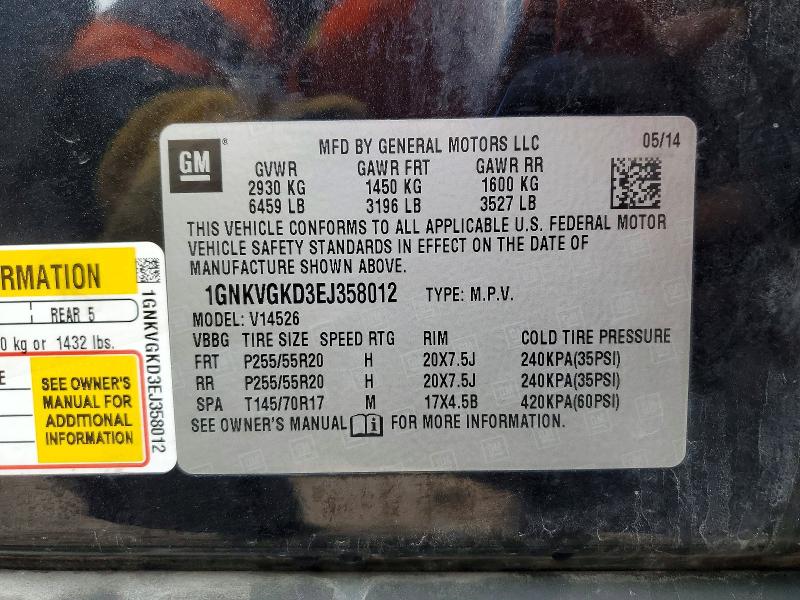 Aukcja sprzedaży 2014 Chevrolet Traverse, vin: 1GNKVGKD3EJ358012, numer aukcji: 79686825