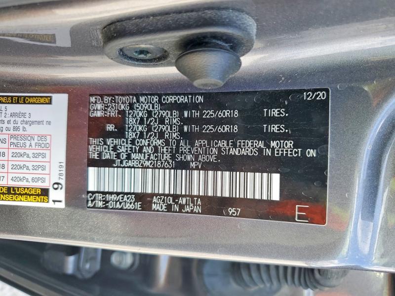 79748595 :رقم المزاد ، JTJGARBZ9M2187631 vin ، 2021 Lexus Nx 300 مزاد بيع