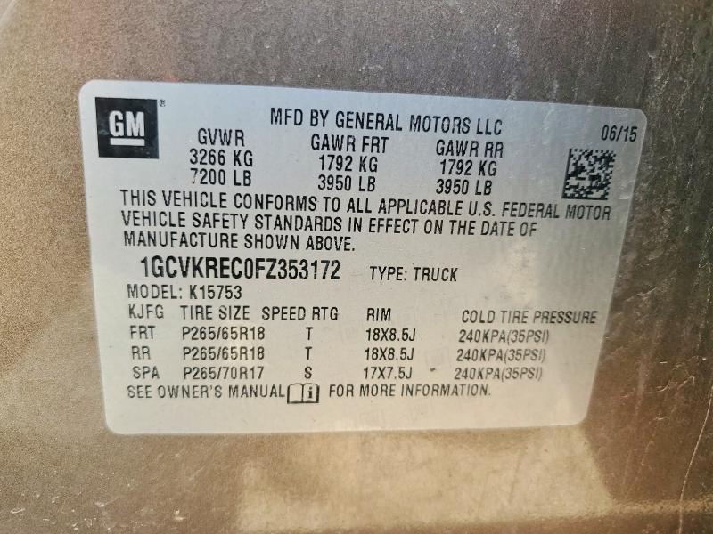 Продажа на аукционе авто 2015 Chevrolet Silverado, vin: 1GCVKREC0FZ353172, номер лота: 42074406