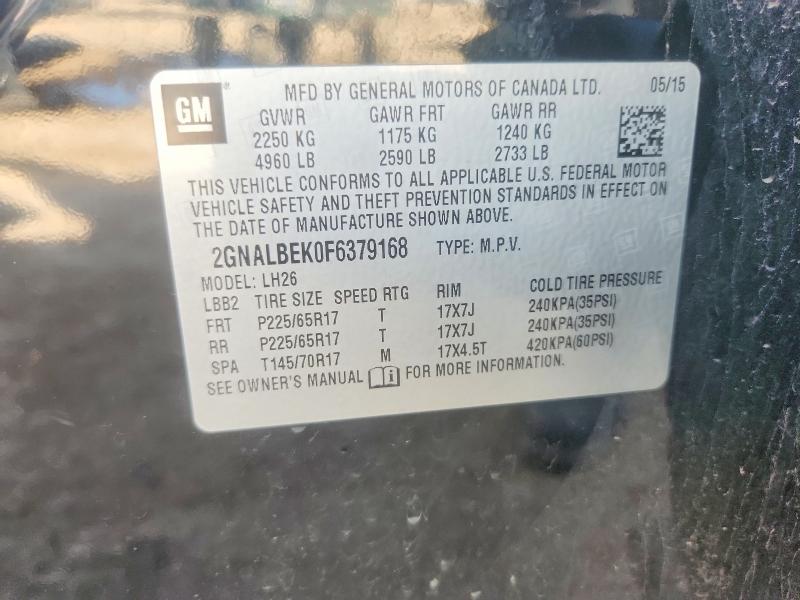 Продажа на аукционе авто 2015 Chevrolet Equinox, vin: 2GNALBEK0F6379168, номер лота: 46383756