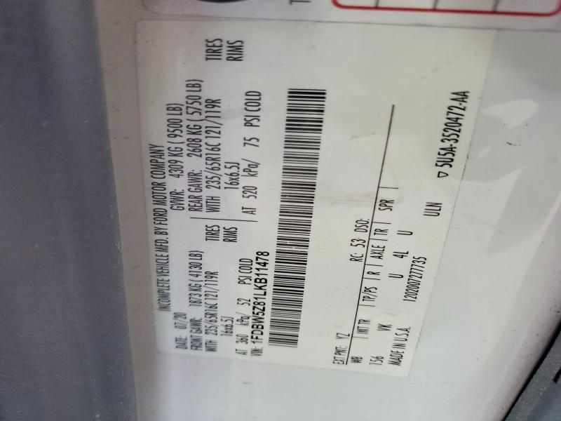 Продаж на аукціоні авто 2020 Ford Transit, vin: 1FDBW5Z81LKB11478, номер лоту: 79971725