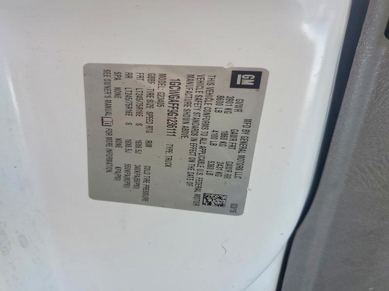 Продажа на аукционе авто 2016 Chev Express G2500, vin: 1GCWGAFF9G1236111, номер лота: 46884476