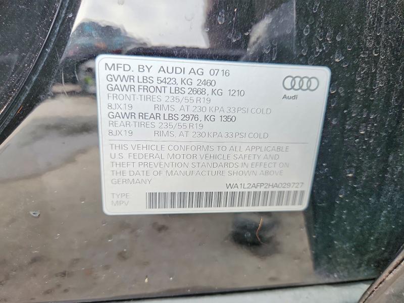Продаж на аукціоні авто 2017 Audi Q5, vin: WA1L2AFP2HA029727, номер лоту: 48071736