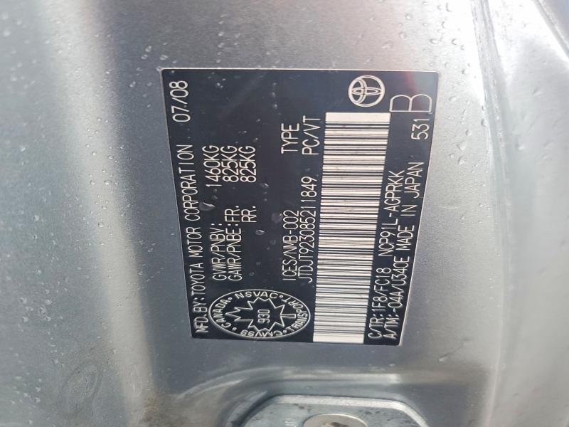 Продажа на аукционе авто 2008 Toyota Yaris, vin: JTDJT923085211849, номер лота: 47798036