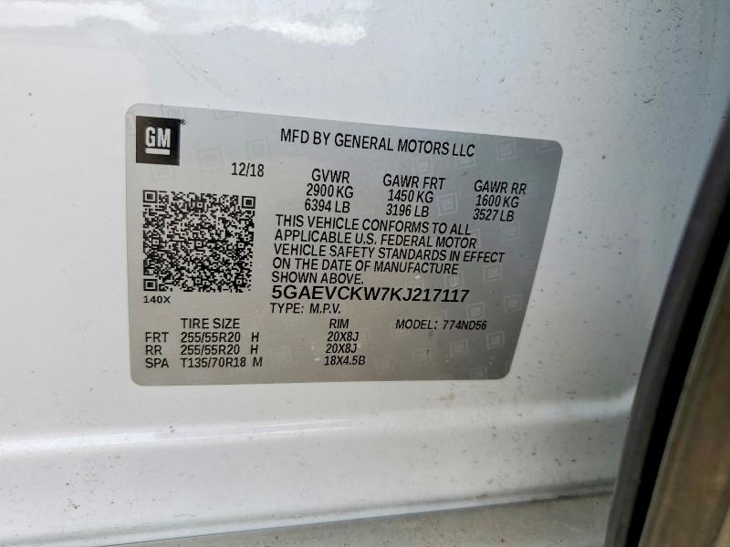 Aukcja sprzedaży 2019 Buick Enclave, vin: 5GAEVCKW7KJ217117, numer aukcji: 47121546