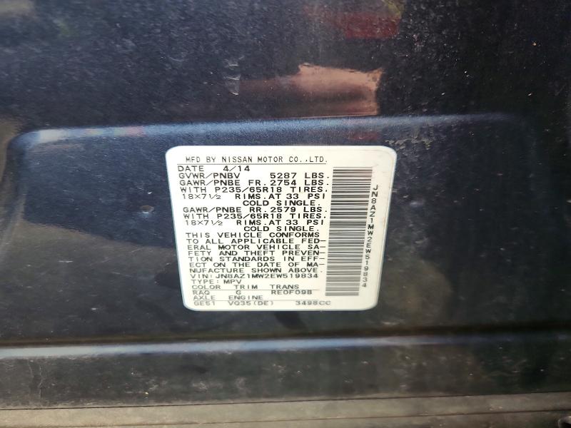 Продаж на аукціоні авто 2014 Nissan Murano, vin: JN8AZ1MW2EW519834, номер лоту: 45579296