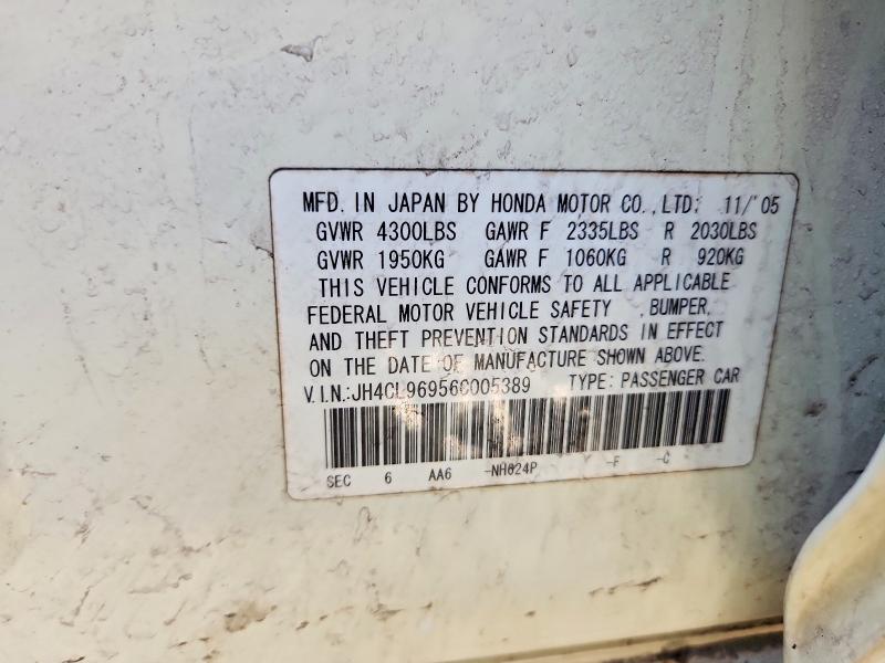 2006 Acura Tsx მანქანა იყიდება აუქციონზე, vin: JH4CL96956C005389, აუქციონის ნომერი: 79883645