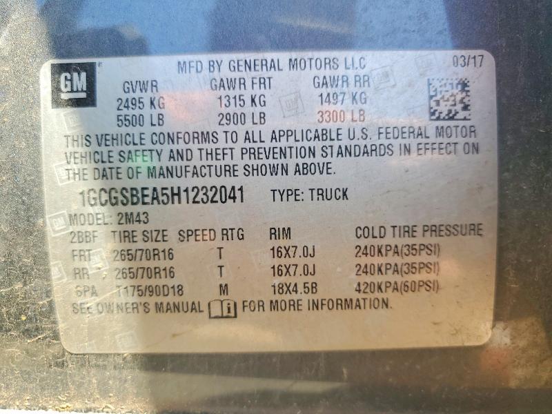 Aukcja sprzedaży 2017 Chevrolet Colorado, vin: 1GCGSBEA5H1232041, numer aukcji: 47288266