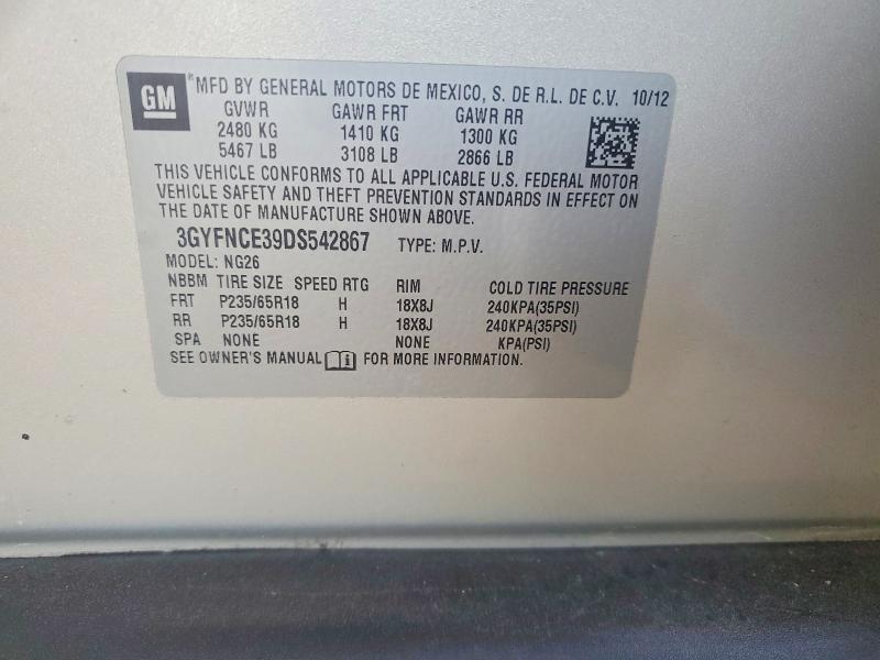 2013 Cadillac Srx მანქანა იყიდება აუქციონზე, vin: 3GYFNCE39DS542867, აუქციონის ნომერი: 46960116