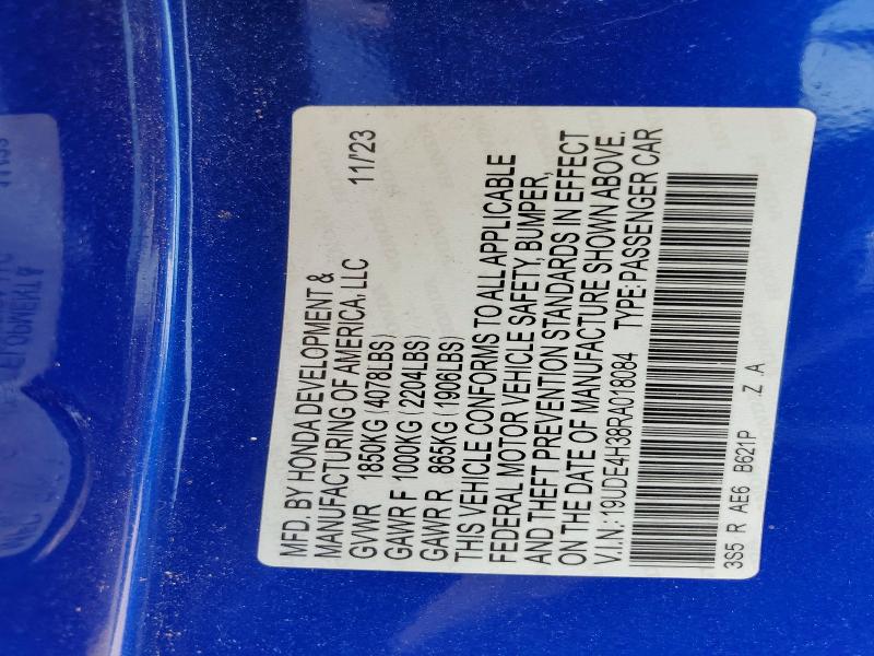 2024 Acura Integra მანქანა იყიდება აუქციონზე, vin: 19UDE4H38RA018084, აუქციონის ნომერი: 47245766