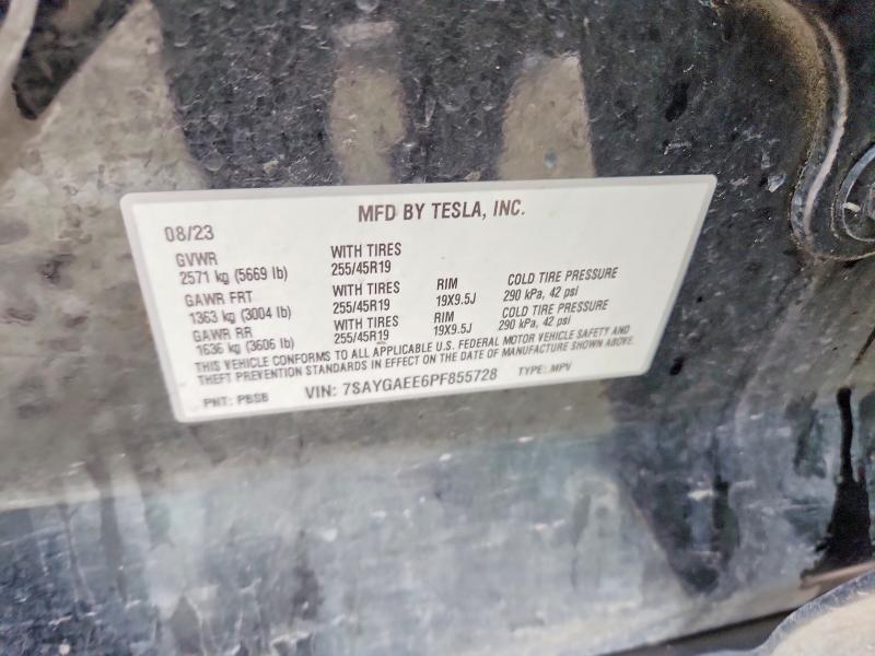 79590395 :رقم المزاد ، 7SAYGAEE6PF855728 vin ، 2023 Tesla Model Y مزاد بيع