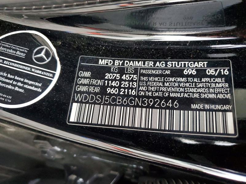 2016 Mercedes-benz Cla მანქანა იყიდება აუქციონზე, vin: WDDSJ5CB6GN392646, აუქციონის ნომერი: 47939766