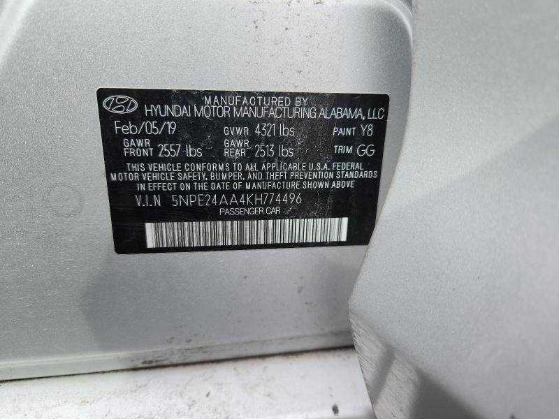 Продаж на аукціоні авто 2019 Hyundai Sonata, vin: 5NPE24AA4KH774496, номер лоту: 48249346