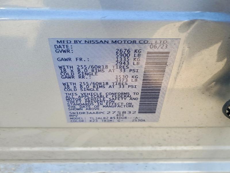 45954876 :رقم المزاد ، 5N1DR3AA8PC275832 vin ، 2023 Nissan Pathfinder مزاد بيع