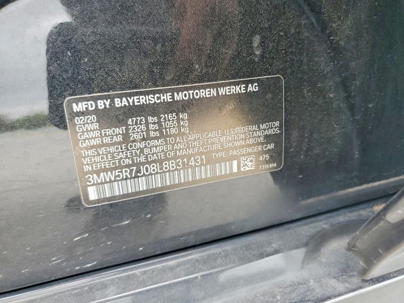 Продаж на аукціоні авто 2020 Bmw 330xi, vin: 3MW5R7J08L8B31431, номер лоту: 47585916