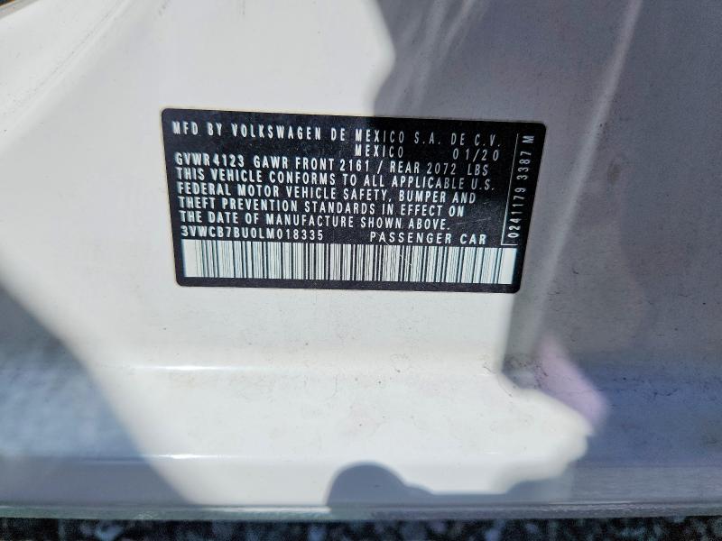 Продаж на аукціоні авто 2020 Volkswagen Jetta, vin: 3VWCB7BU0LM018335, номер лоту: 45445616