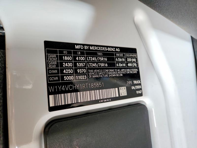 79908585 :رقم المزاد ، W1Y4VCHY1RT185651 vin ، 2024 Mercedes Benz Esprinter مزاد بيع