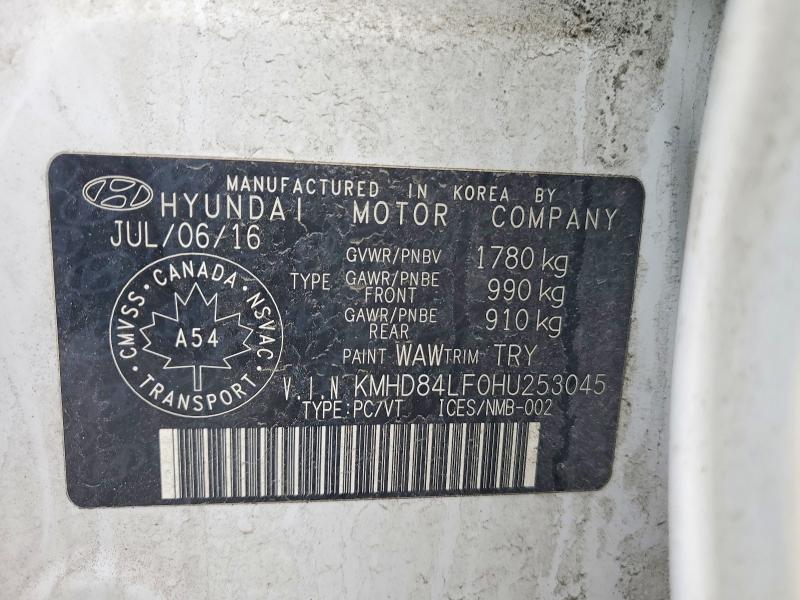 Aukcja sprzedaży 2017 Hyundai Elantra, vin: KMHD84LF0HU253045, numer aukcji: 45966236