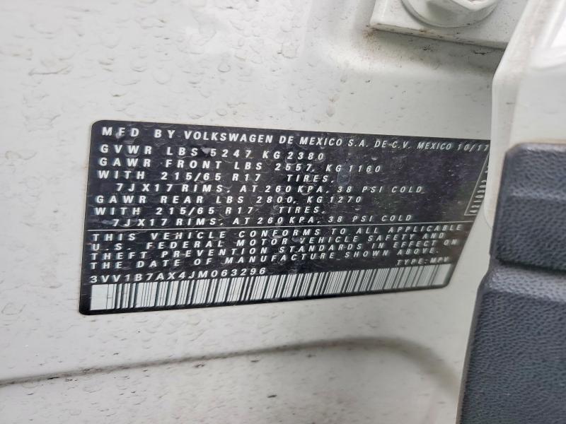 Aukcja sprzedaży 2018 Volkswagen Tiguan, vin: 3VV1B7AX4JM063296, numer aukcji: 45487166