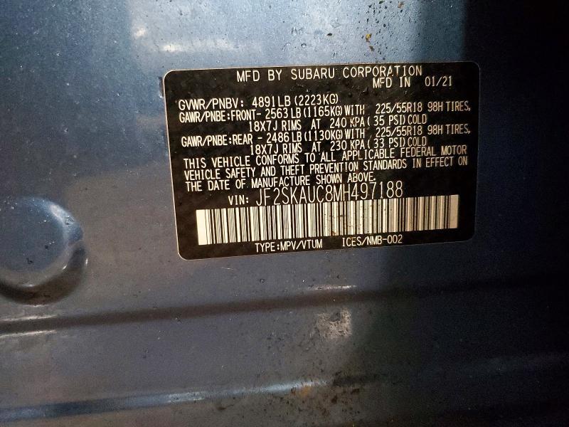 Продажа на аукционе авто 2021 Subaru Forester, vin: JF2SKAUC8MH497188, номер лота: 45734016