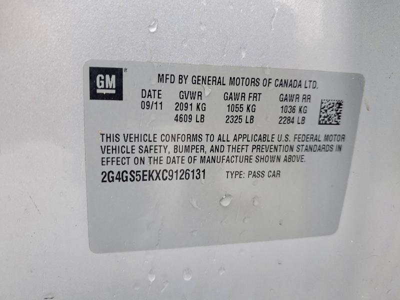 78651765 :رقم المزاد ، 2G4GS5EKXC9126131 vin ، 2012 Buick Regal مزاد بيع