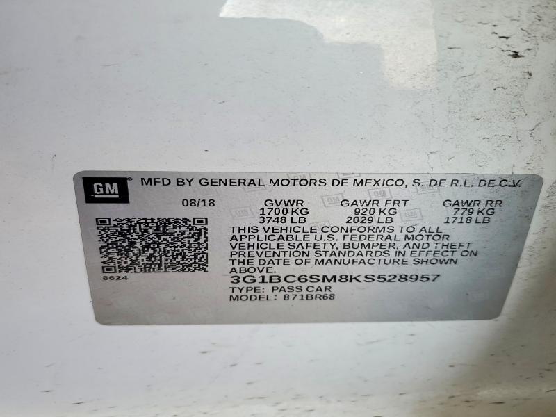 Aukcja sprzedaży 2019 Chevrolet Cruze, vin: 3G1BC6SM8KS528957, numer aukcji: 45450326