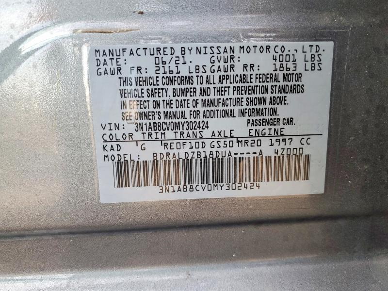 Aukcja sprzedaży 2021 Nissan Sentra, vin: 3N1AB8CV0MY302424, numer aukcji: 41753656
