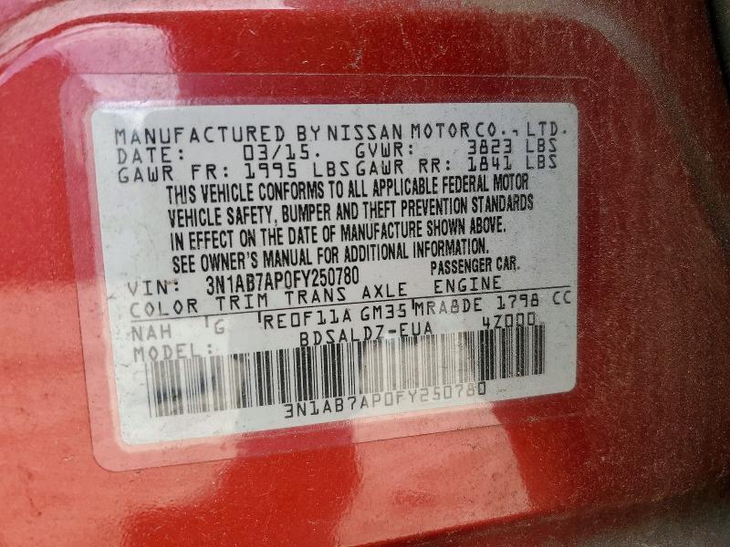 Продажа на аукционе авто 2015 Nissan Sentra, vin: 3N1AB7AP0FY250780, номер лота: 47007166