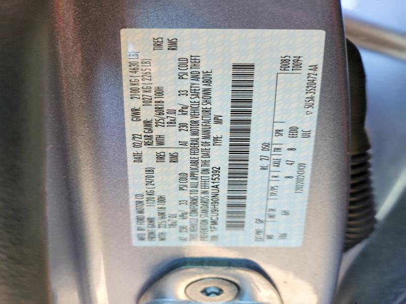 46046266 :رقم المزاد ، 1FMCU9H90NUA15392 vin ، 2022 Ford Escape مزاد بيع