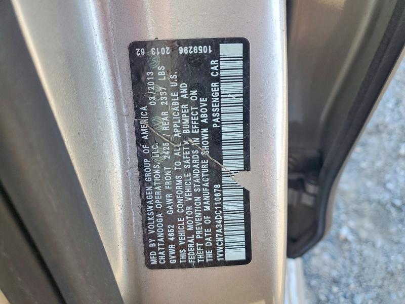 Продаж на аукціоні авто 2013 Volkswagen Passat, vin: 1VWCN7A34DC110678, номер лоту: 79037745