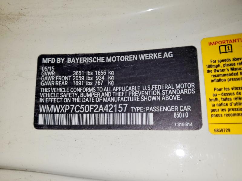 Aukcja sprzedaży 2015 Mini Cooper, vin: WMWXP7C50F2A42157, numer aukcji: 45490446