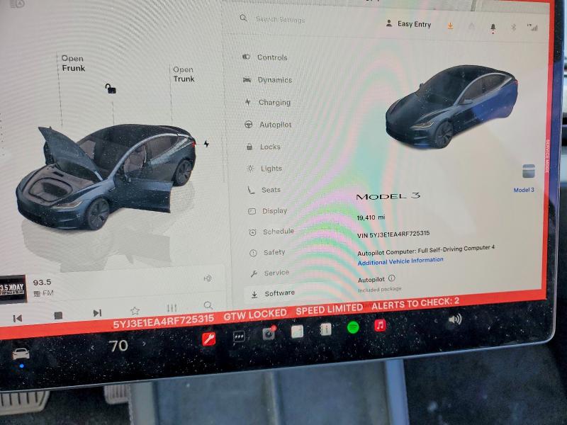 Продаж на аукціоні авто 2024 Tesla Model 3, vin: 5YJ3E1EA4RF725315, номер лоту: 79610435
