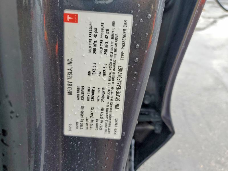 2018 Tesla Model 3 მანქანა იყიდება აუქციონზე, vin: 5YJ3E1EA5JF047467, აუქციონის ნომერი: 47521356