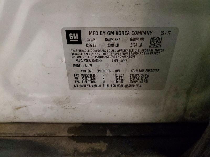 41726596 :رقم المزاد ، KL7CJKSB8JB538548 vin ، 2018 Chevrolet Trax مزاد بيع