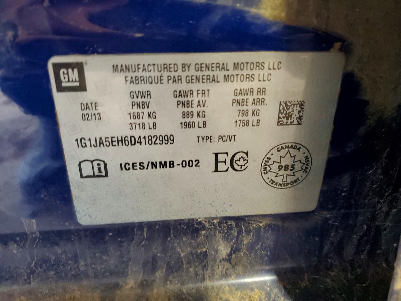 2013 Chevrolet Sonic მანქანა იყიდება აუქციონზე, vin: 1G1JA5EH6D4182999, აუქციონის ნომერი: 45923676