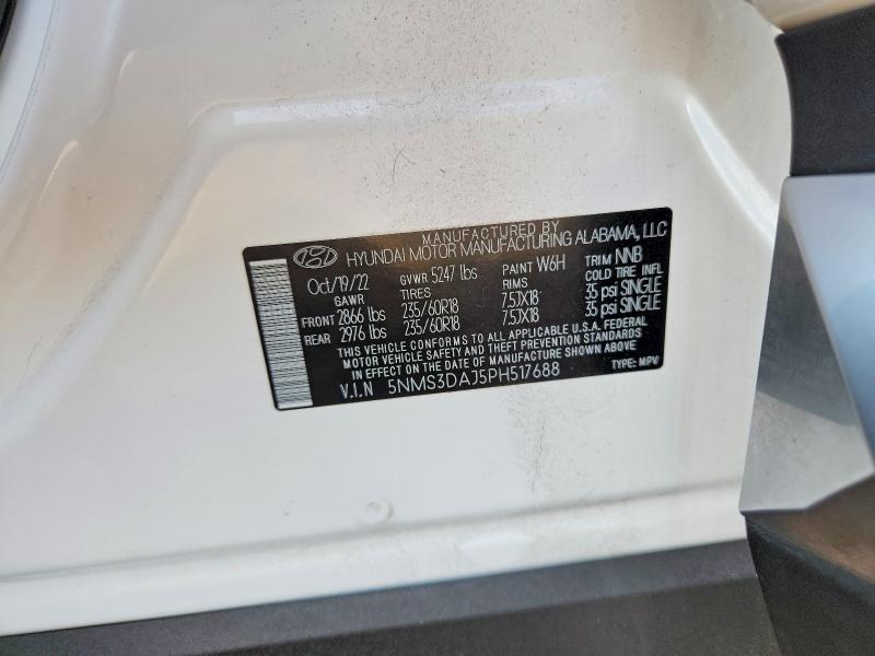 2023 Hyundai Santa Fe მანქანა იყიდება აუქციონზე, vin: 5NMS3DAJ5PH517688, აუქციონის ნომერი: 45497076