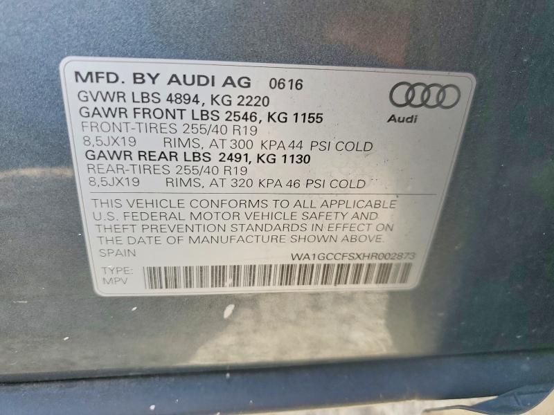 Продаж на аукціоні авто 2017 Audi Q3, vin: WA1GCCFSXHR002873, номер лоту: 42015606