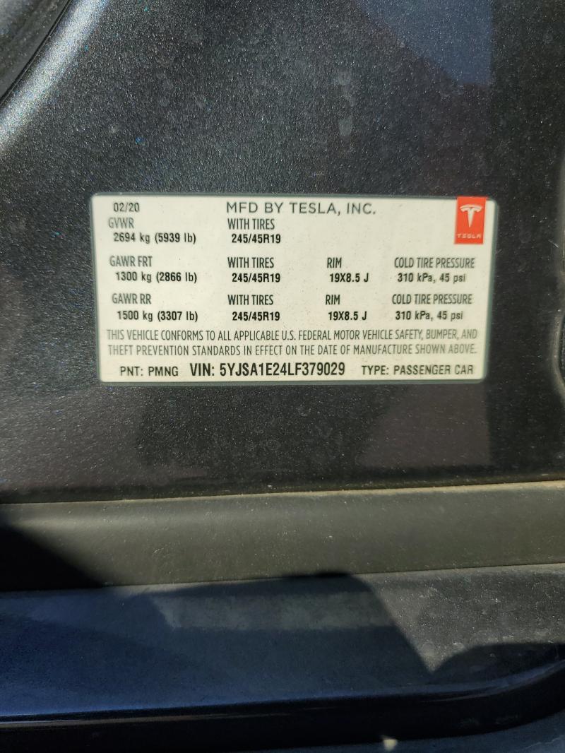 Aukcja sprzedaży 2020 Tesla Model S, vin: 5YJSA1E24LF379029, numer aukcji: 47325846